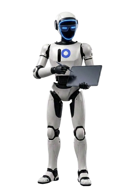 Pachu holding a tablet and guiding the next learning step